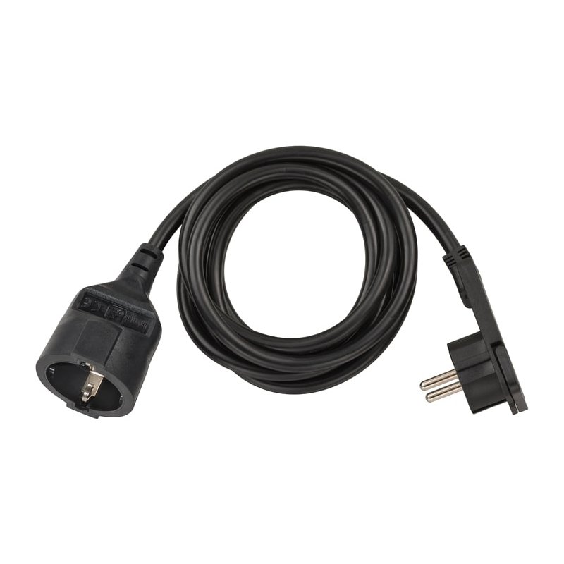 Cable alargador de plástico de alta calidad con interruptor giratorio y  cubierta textil 5m H05VV-F 3G1,5 negro