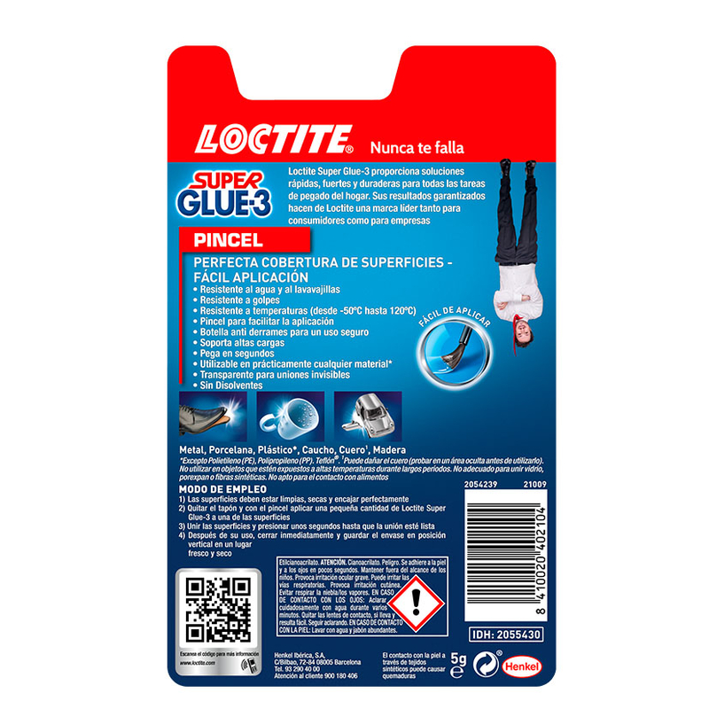 Loctite Super Glue-3 Pincel Adhesivo instantáneo con pincel aplicador, 5gr