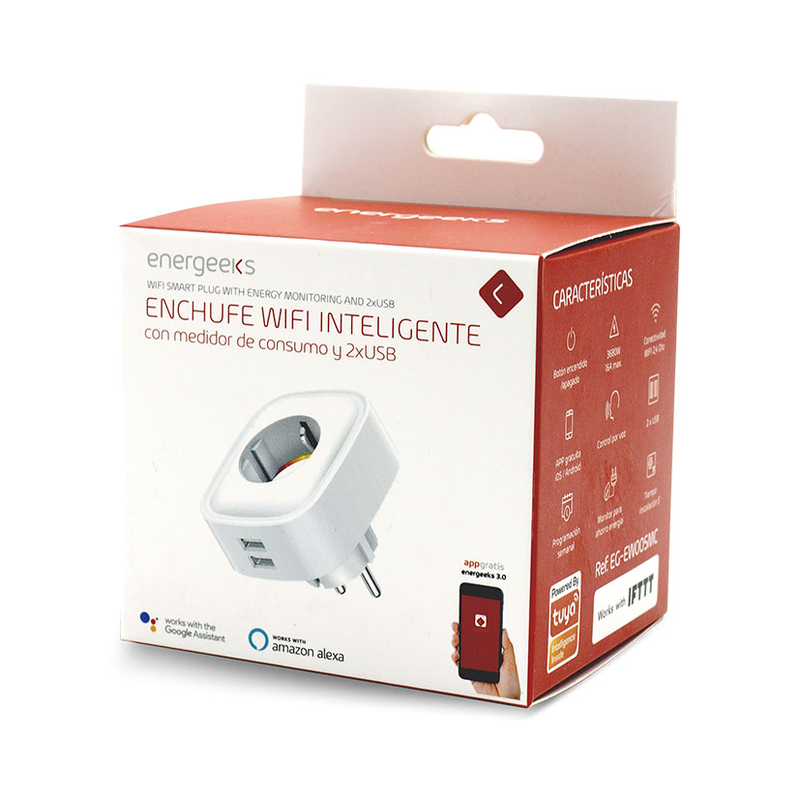 Enchufe wifi ENERGEEKS con medidor consumo de luz + 2 USB | Ferreterías  cerca de ti - Cadena88