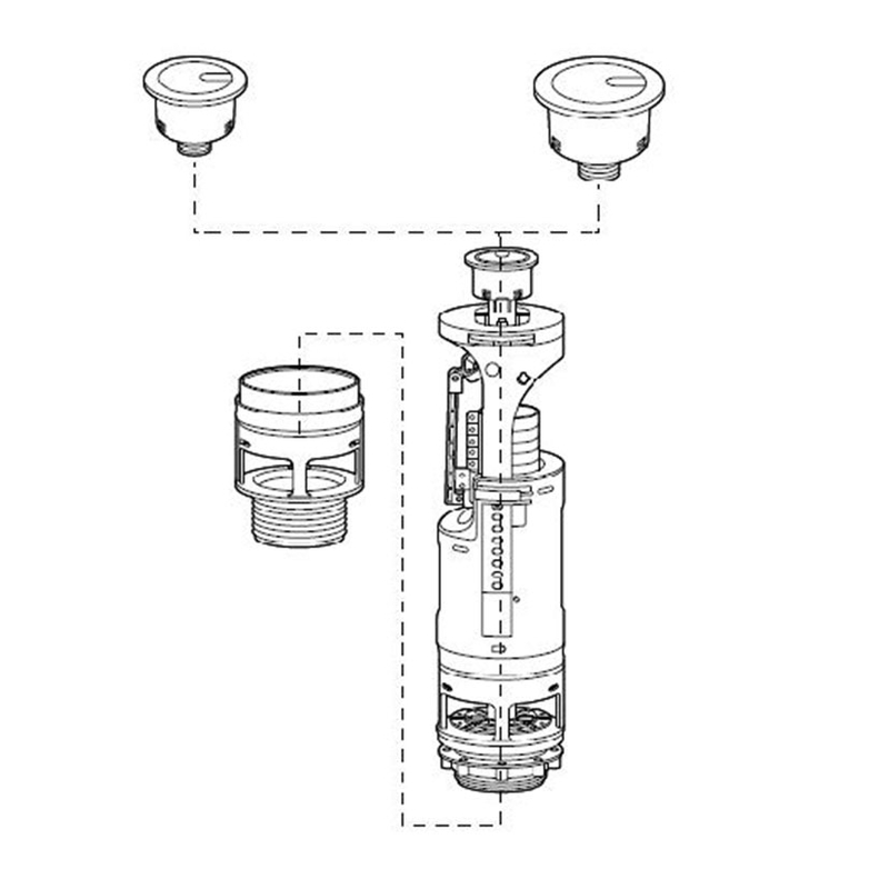 Descarga cisterna WC ROCA doble pulsador con transmisión directa
