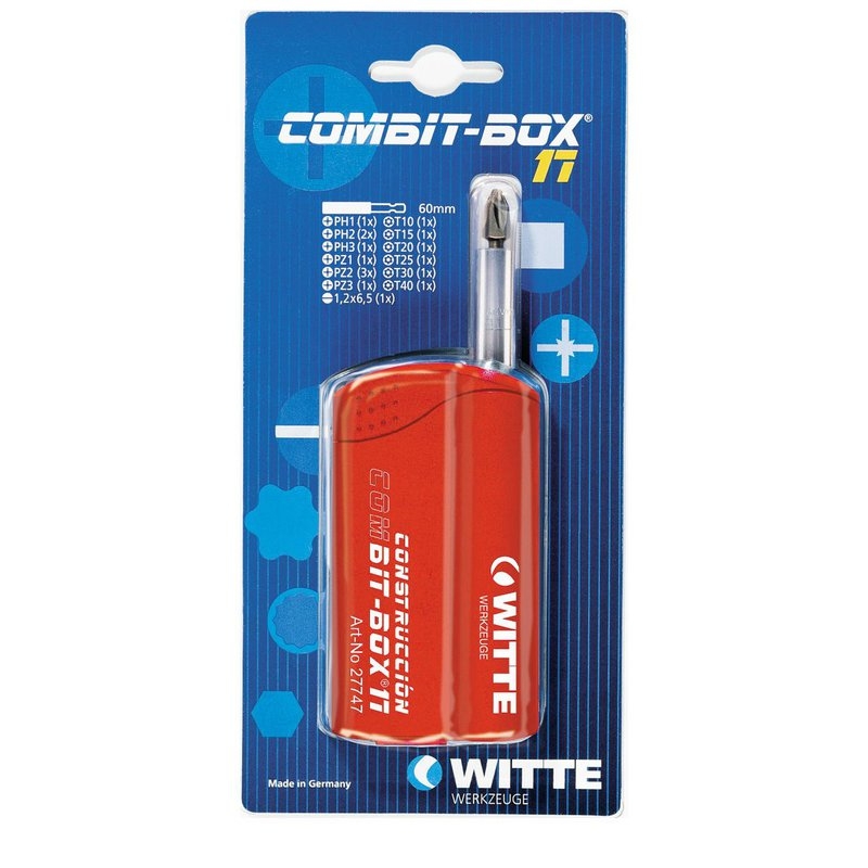 Caja de puntas de atornillar COMBIT-BOX 17 blíster Witte
