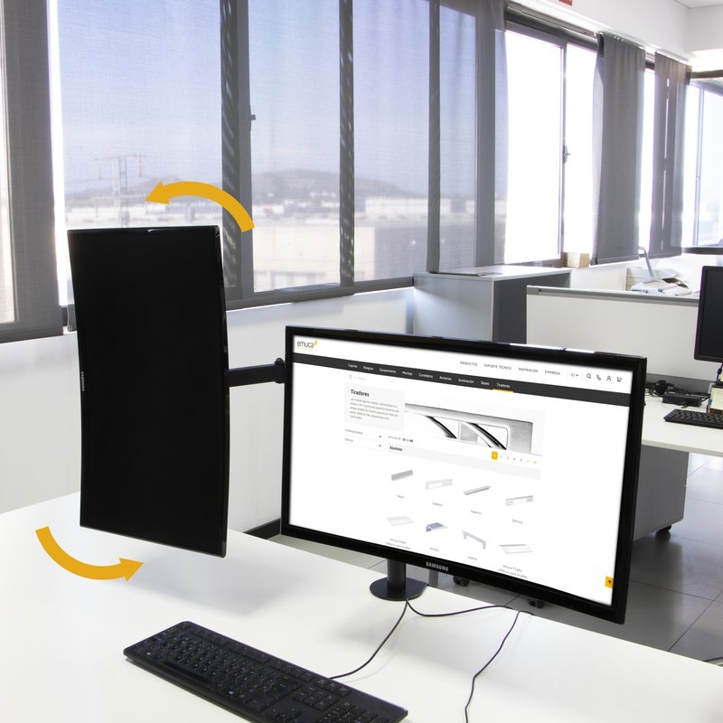Soportes de monitor para mesa inclinables y giratorios 360​°.