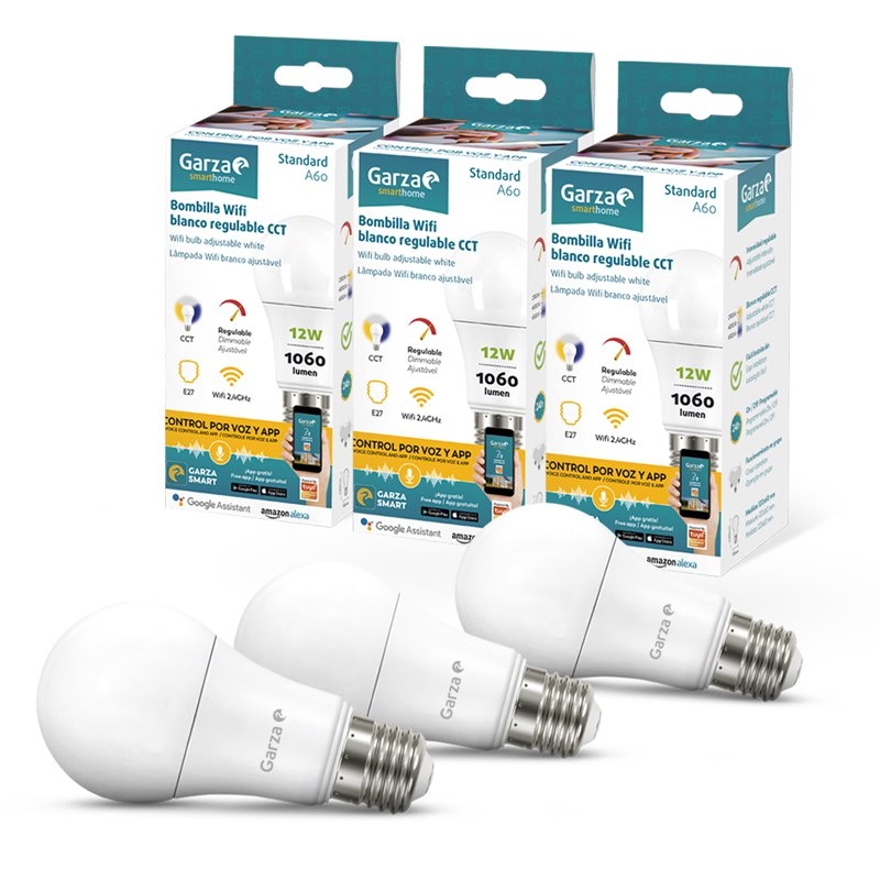 Garza ® Smarthome - Pack 3 Bombilla LED Estandar Intelegente Wifi E27, luz  blanca neutra regulable con cambio de intensidad y temperatura. |  Ferreterías cerca de ti - Cadena88